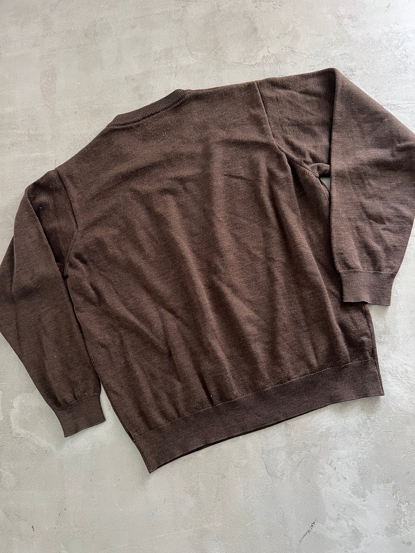 MOCHA LACOSTE KNIT SWEATER - 2000S - S