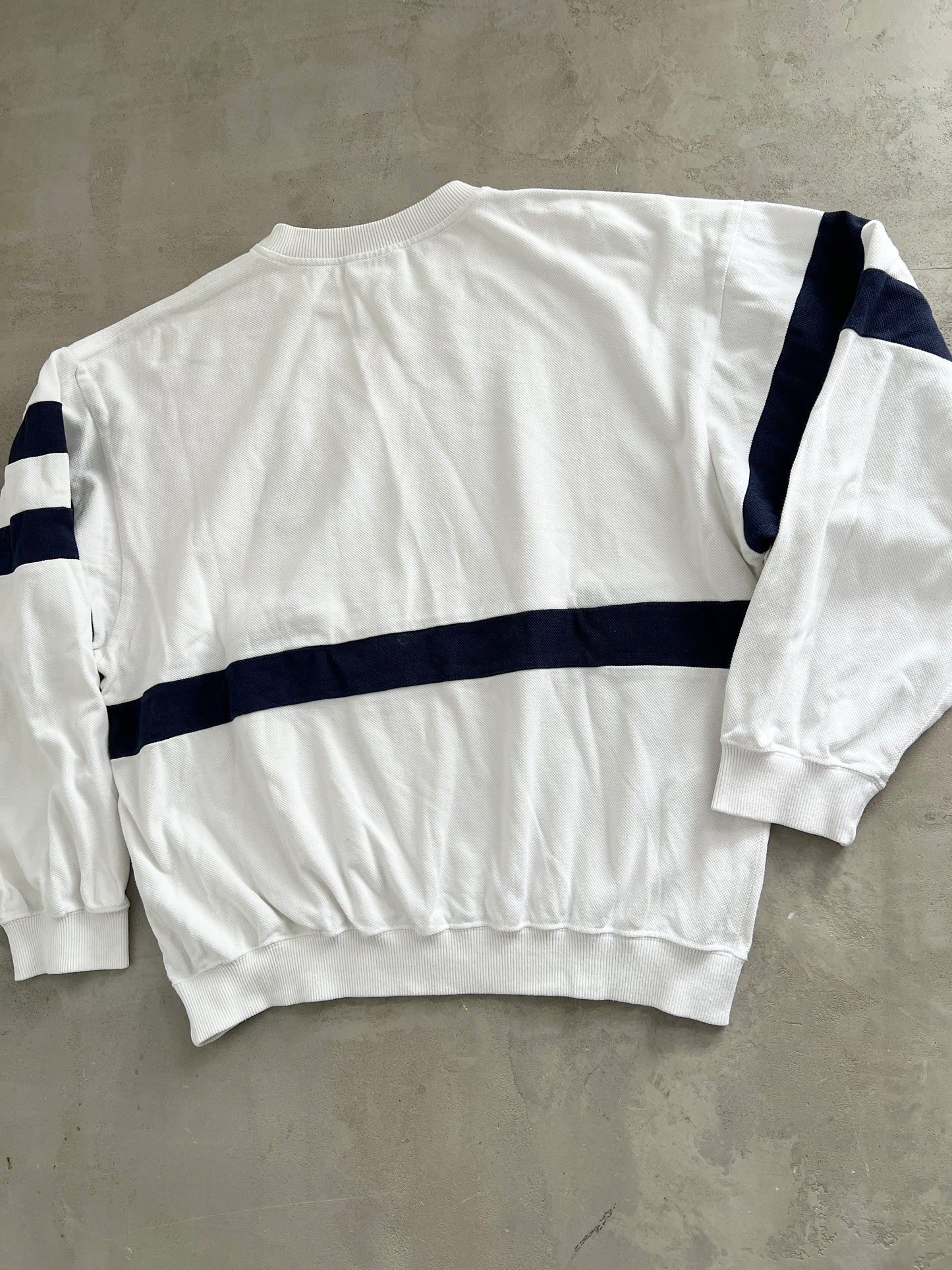 WHITE LACOSTE SAILING SWEATER - 1990S - M