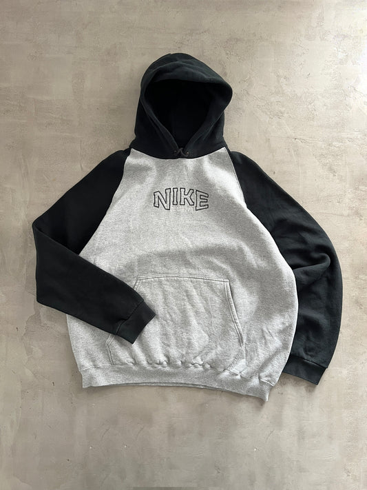 GREY/BLACK NIKE HOODIE - 1990S - XL