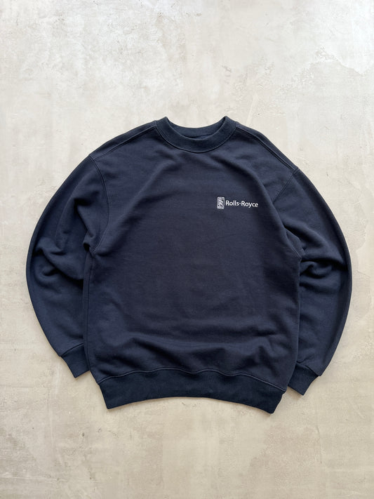 FADED BLACK ROLLS ROYCE SWEATER - 1990S - L