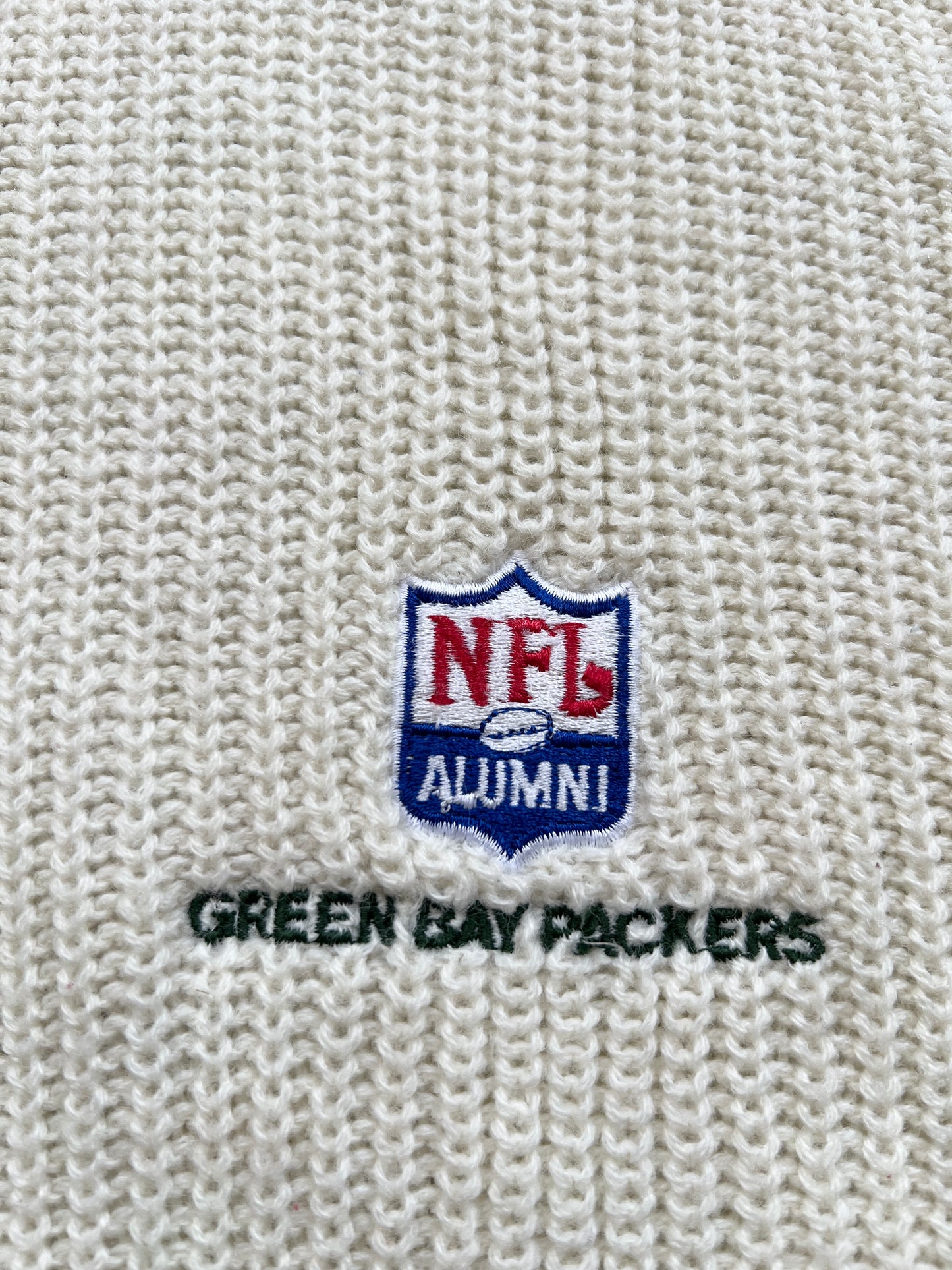 LIGHT BEIGE GREEN BAY PACKERS NFL KNIT SWEATER - 1990S - L