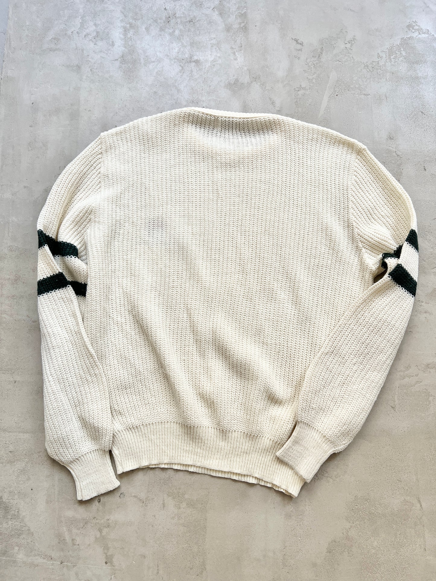 LIGHT BEIGE GREEN BAY PACKERS NFL KNIT SWEATER - 1990S - L