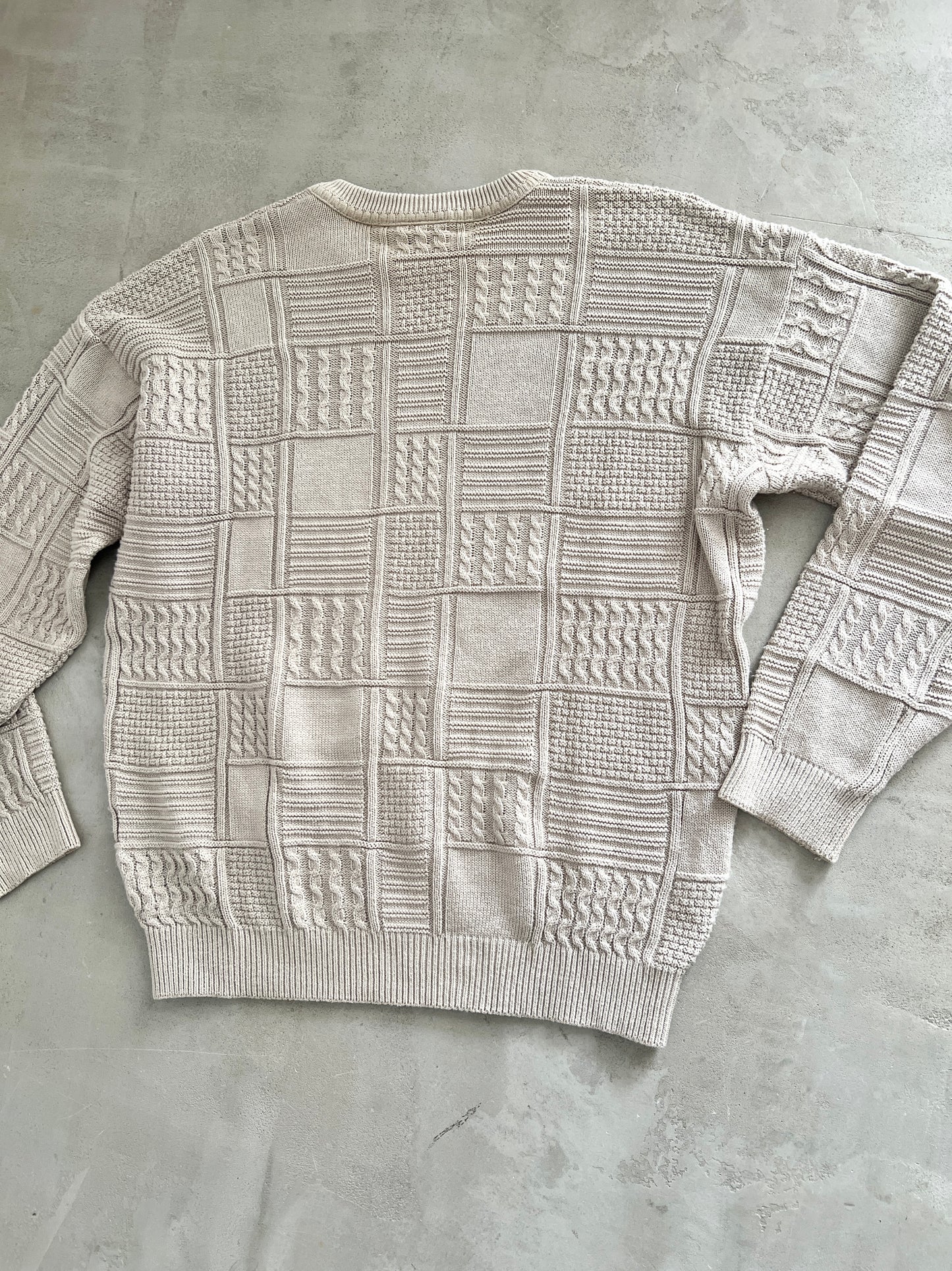 BEIGE LACOSTE KNIT SWEATER - 2000S - M/L