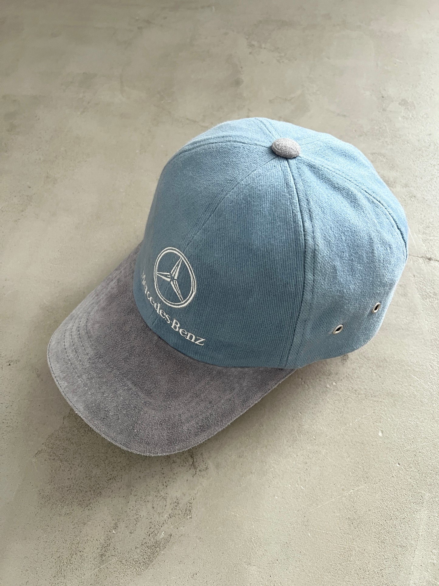 BABY BLUE/GREY MERCEDES BENZ CAP - 1990S