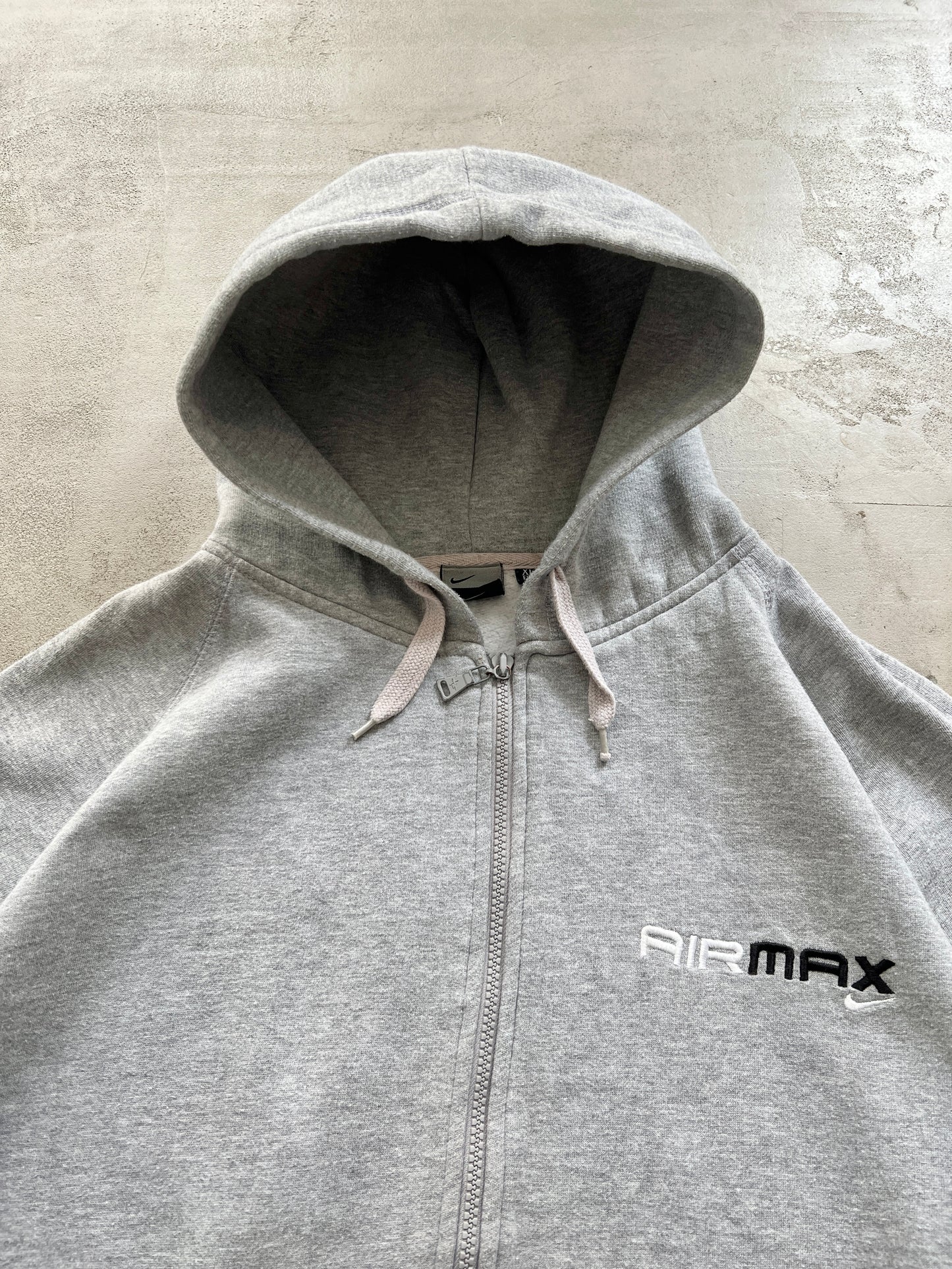 GREY NIKE AIR MAX ZIP UP HOODIE - L/XL