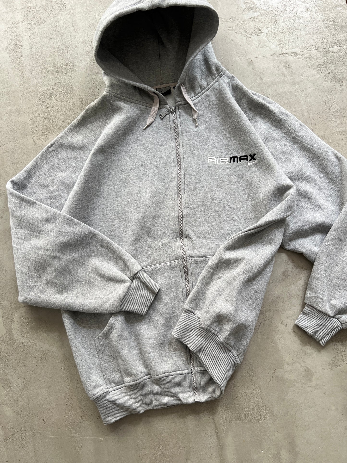 GREY NIKE AIR MAX ZIP UP HOODIE - L/XL