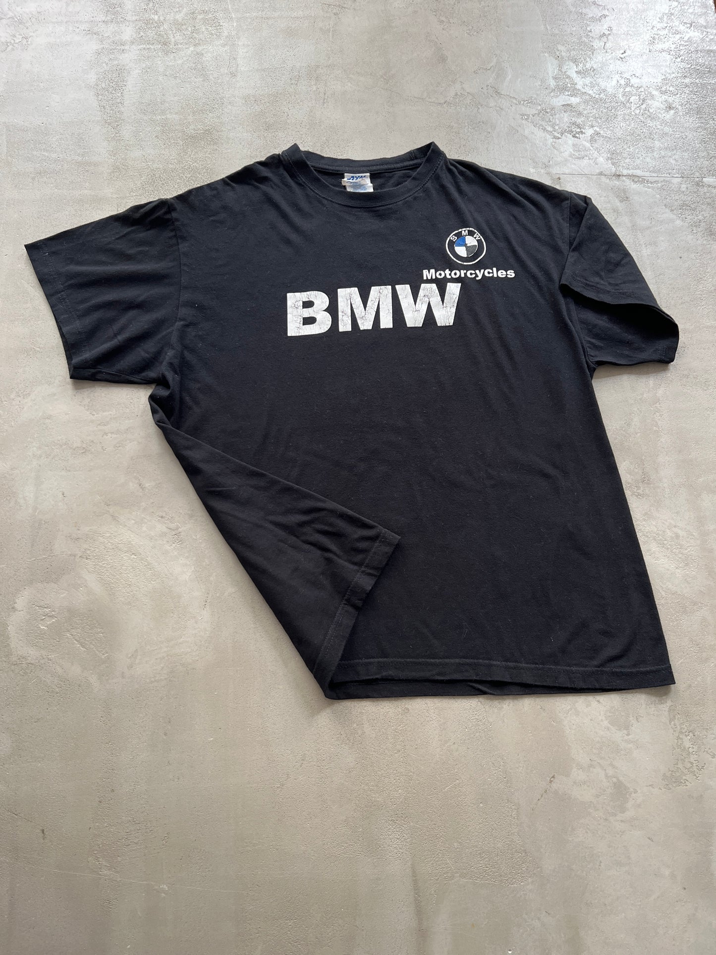 BLACK BMW MOTORCYCLES TEE - 1990S - S/M