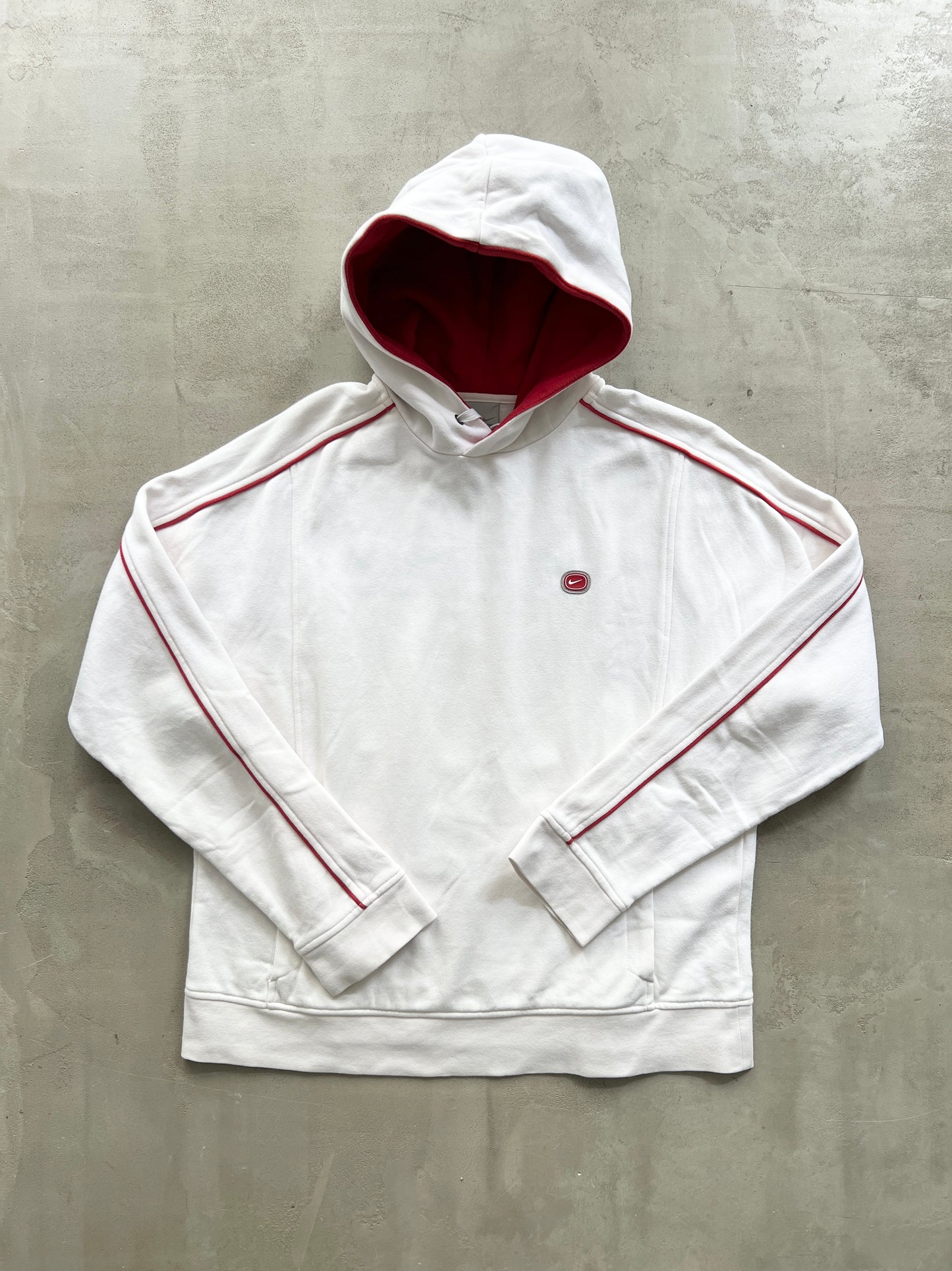 WHITE/RED NIKE CORTEZ HOODIE - 2000S - M