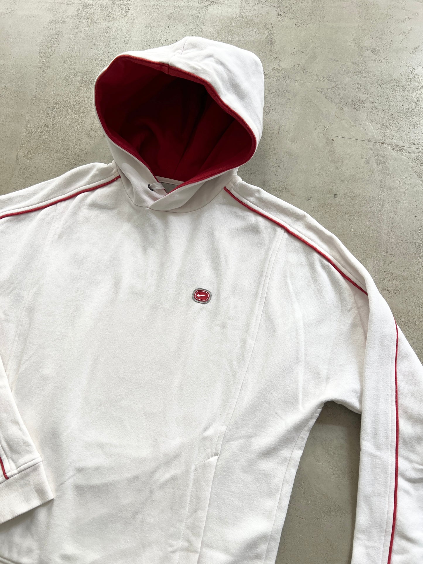 WHITE/RED NIKE CORTEZ HOODIE - 2000S - M