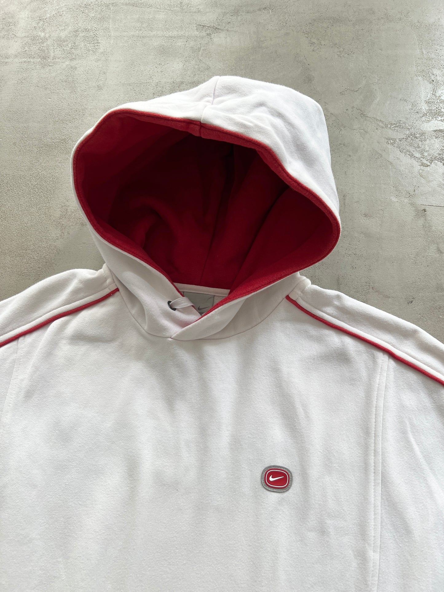 WHITE/RED NIKE CORTEZ HOODIE - 2000S - M