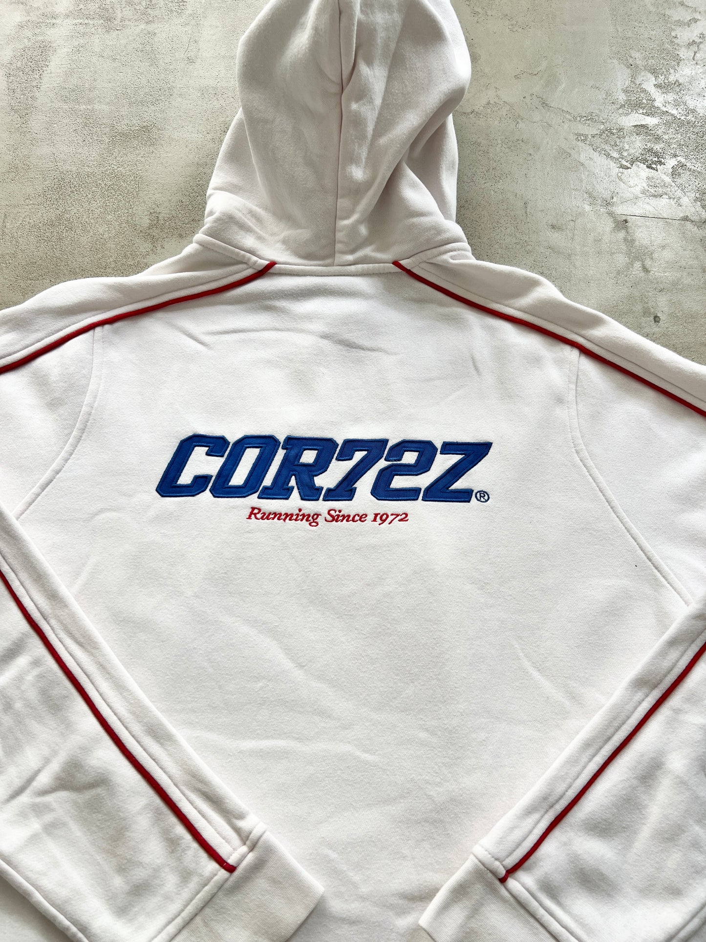 WHITE/RED NIKE CORTEZ HOODIE - 2000S - M