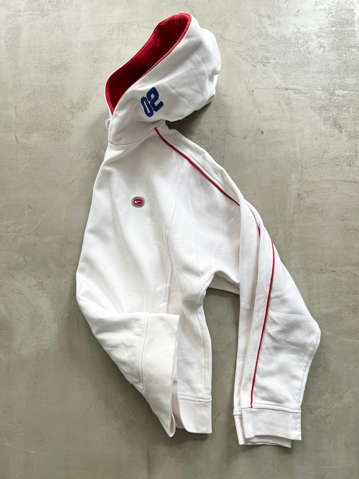 WHITE/RED NIKE CORTEZ HOODIE - 2000S - M