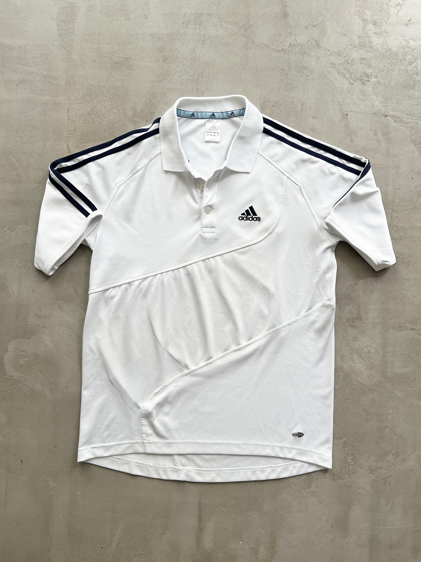 WHITE ADIDAS SPORTS POLO - 2000S - M