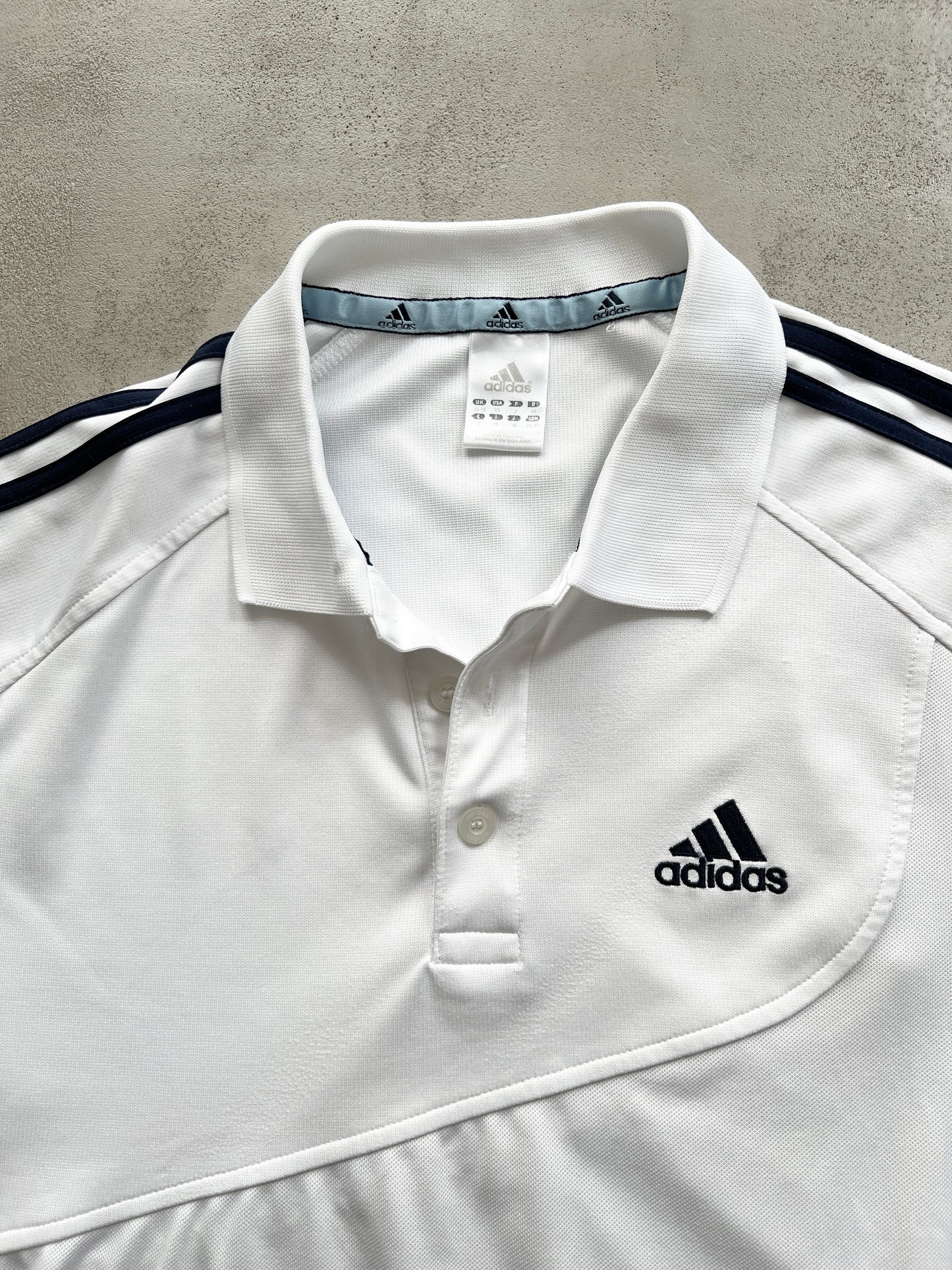 WHITE ADIDAS SPORTS POLO - 2000S - M