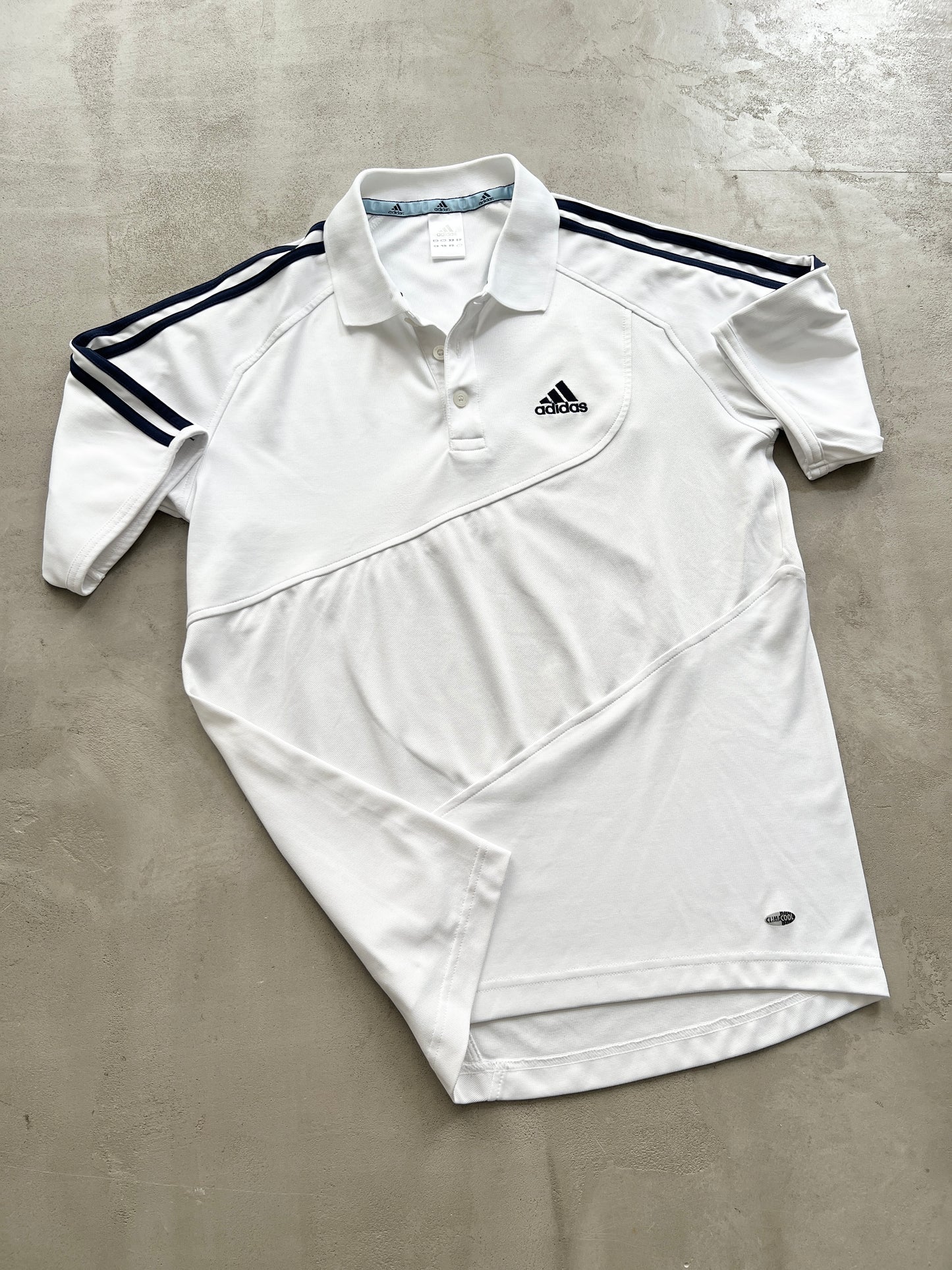 WHITE ADIDAS SPORTS POLO - 2000S - M