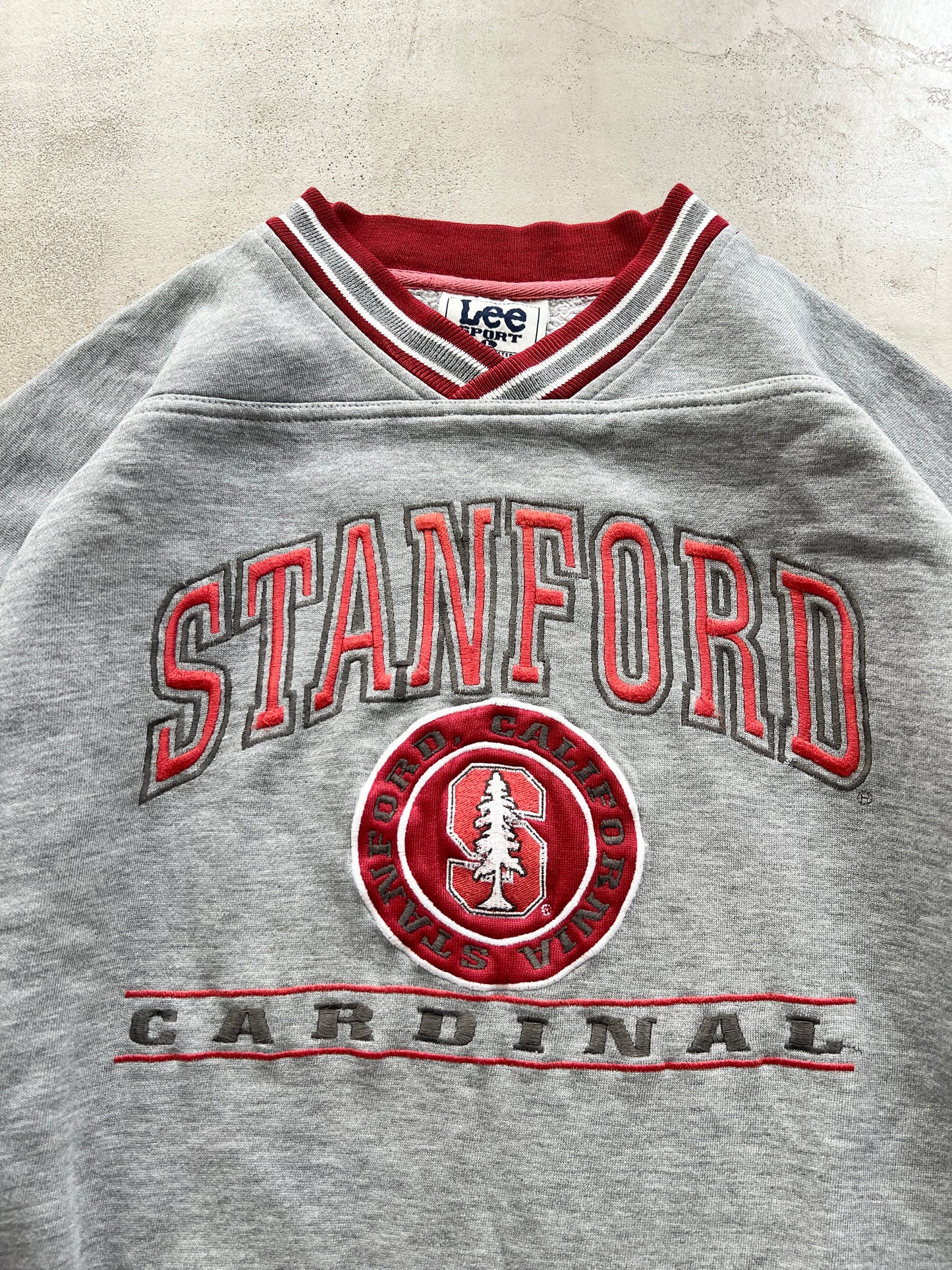 GREY/RED STANFORD SWEATER - 1990S - L