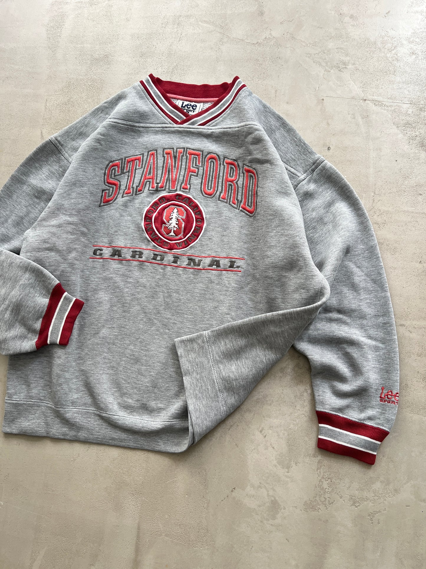 GREY/RED STANFORD SWEATER - 1990S - L