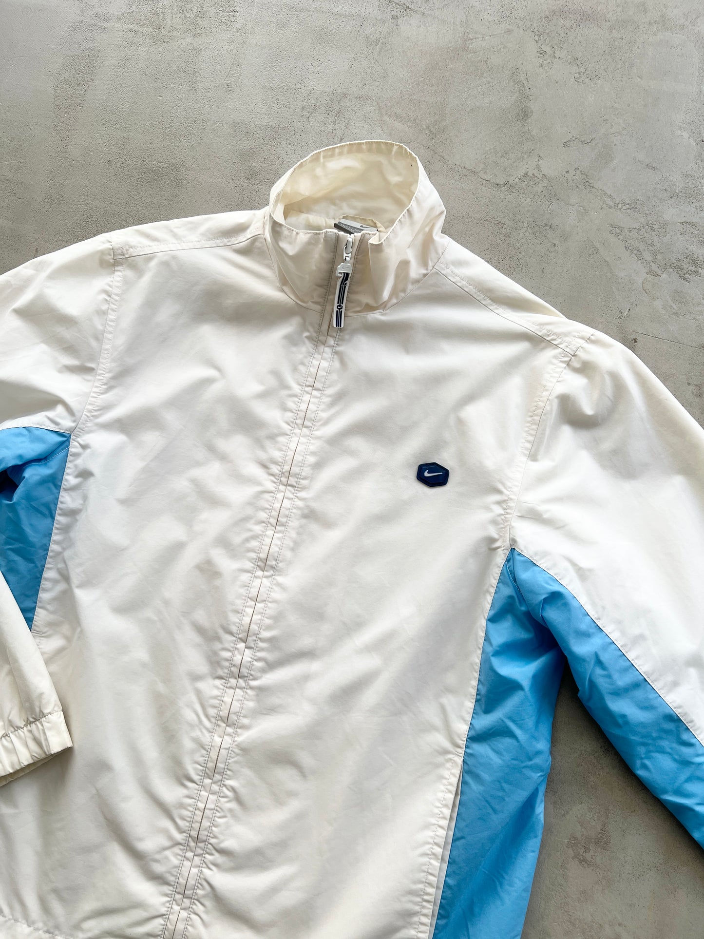 WHITE/BABY BLUE NIKE HEX TRACK JACKET - 2000S - M