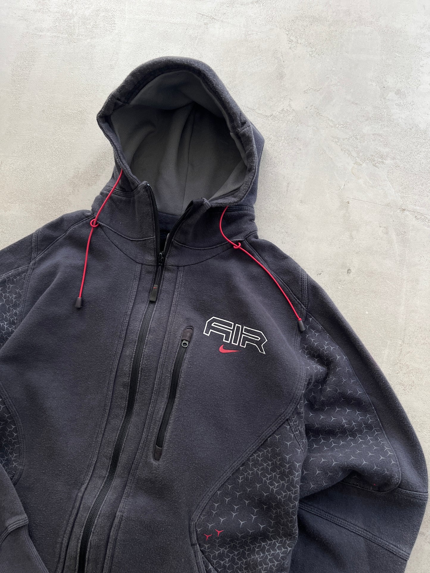 FADED BLACK NIKE AIR ZIP UP HOODIE - 2000S