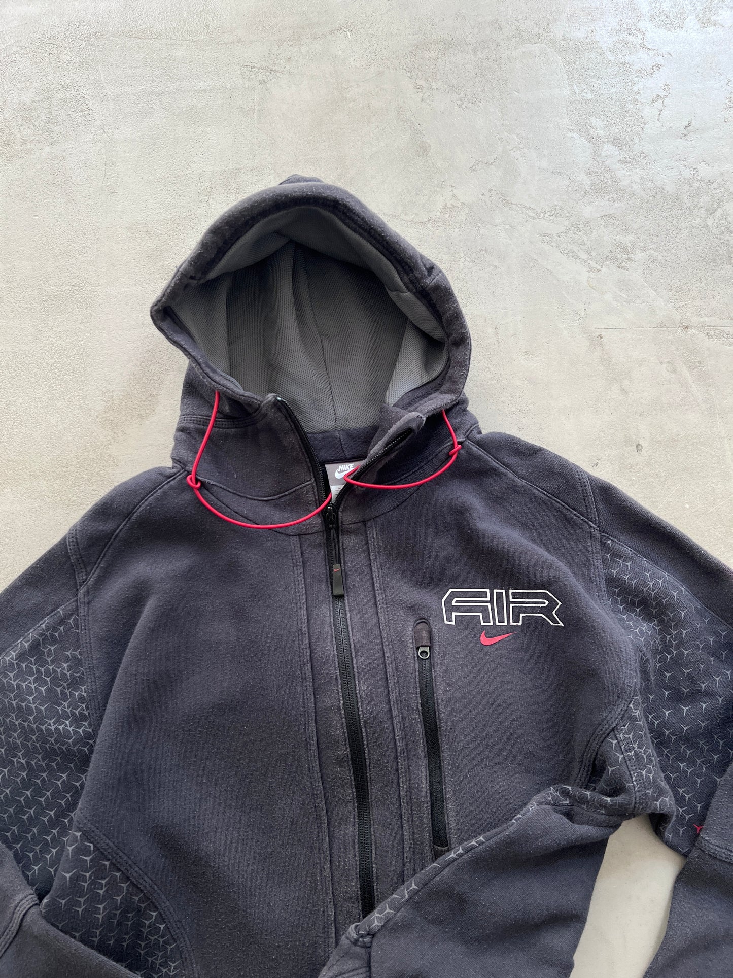 FADED BLACK NIKE AIR ZIP UP HOODIE - 2000S