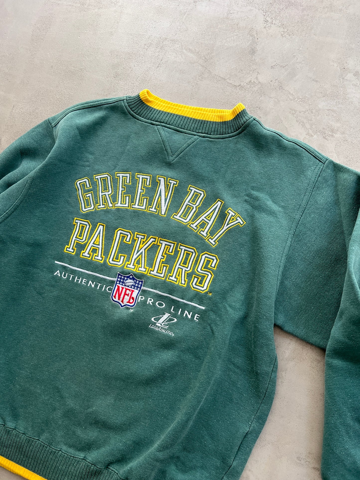 FADED GREEN BAY PACKERS NFL SWEATER - 1990S - M